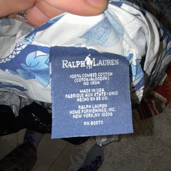 Ralph Lauren Porcelain Blue white Tamarind standard ruffle Sham AS NEW - Picture 2 of 4